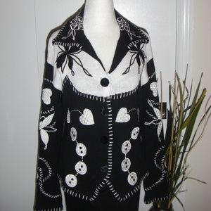 Vintage Cervelle black/white sweater jacket size M